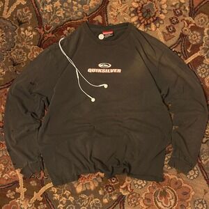 Vintage Quiksilver Long Sleeve T Shirt XL Faded Black Distressed Skater Surf 90s